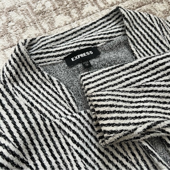 Express Black White Chevron Open Front Long Cardigan Sweaters Women Size XS - Picture 7 of 8